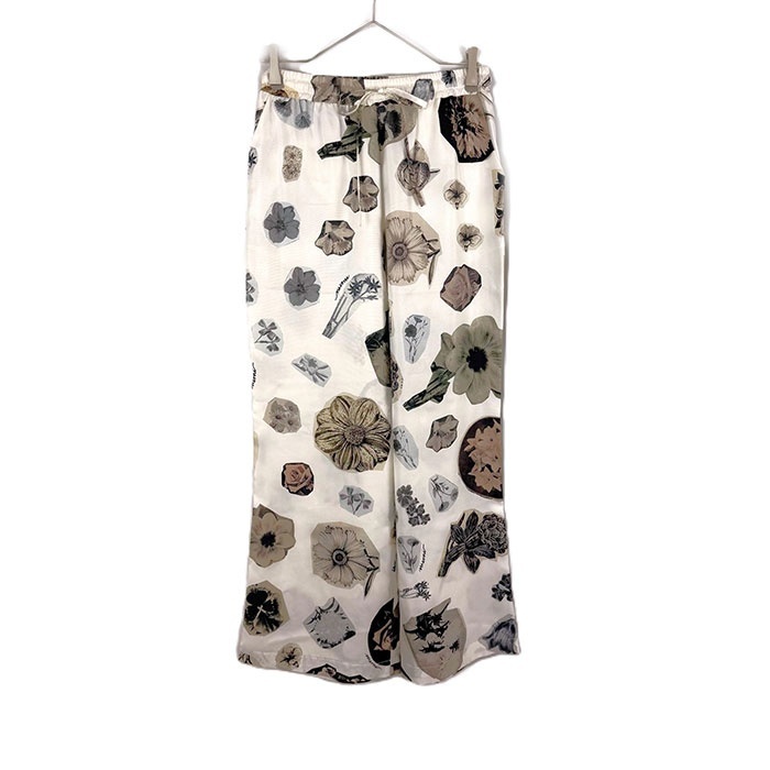 マルニ MARNI シルクカジュアルパンツ フラワープリント 花柄 オフホワイト ブラウン系 送料無料 i0619a00260 中古 古着 ブランド古着DB拍卖