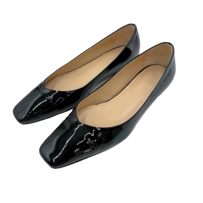バーニーズニューヨーク エナメルパンプス ローヒール スクエアトゥ 黒 送料無料 i0624h00110 中古 古着 ブランド古着DB拍卖
