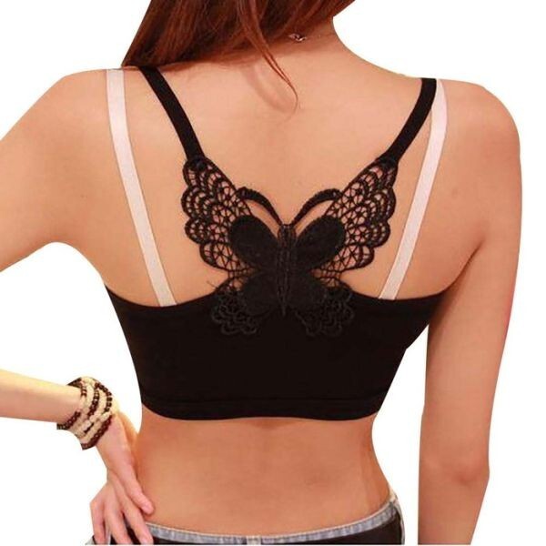 チューブトップ キャミ 蝶々柄 無地 パットなし レディース ベアトップ 蝶々刺 見せブラ フリーサイズ ブラック拍卖