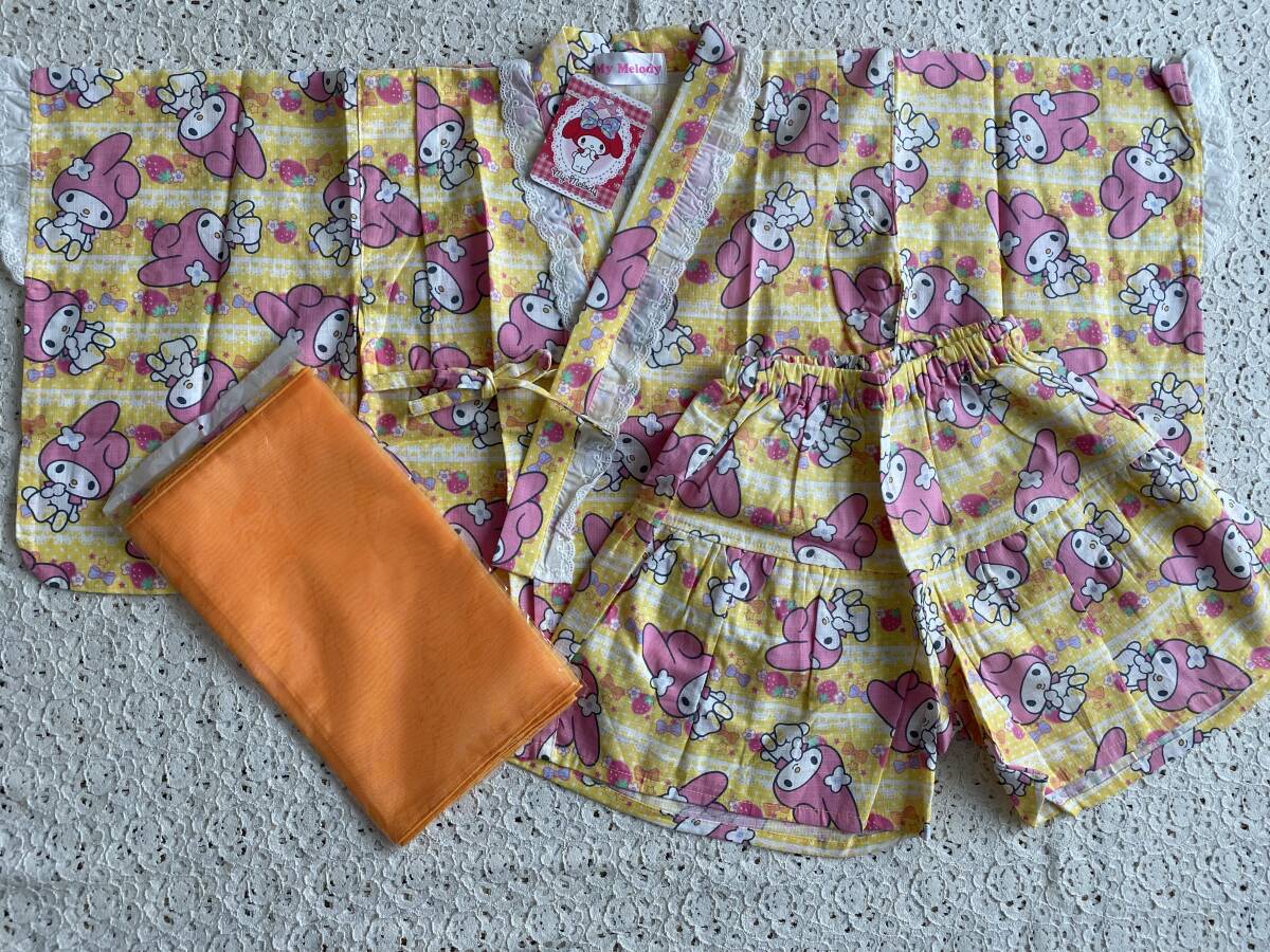 サンリオ 新品 マイメロディー 甚平(100)綿100% イエロー マイメロ拍卖