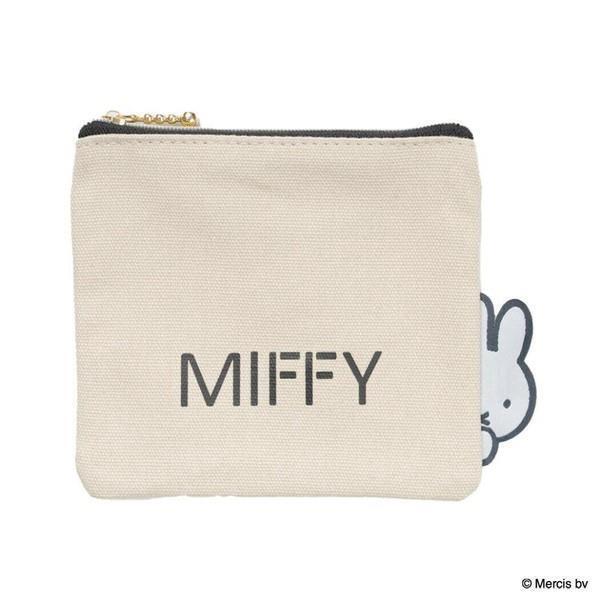 ミッフィー ミニフラットポーチ ポーチ アクセサリーポーチ 化粧ポーチ MIFFY BIG NAME ベージュ拍卖