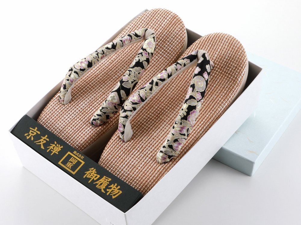 ■岡重 京友禅■OKAJIMA ブランド 夏用草履 正絹鼻緒 二枚芯 フリーサイズ 日本製 zh-340 (1) 【レディース 夏着物 女性用】拍卖