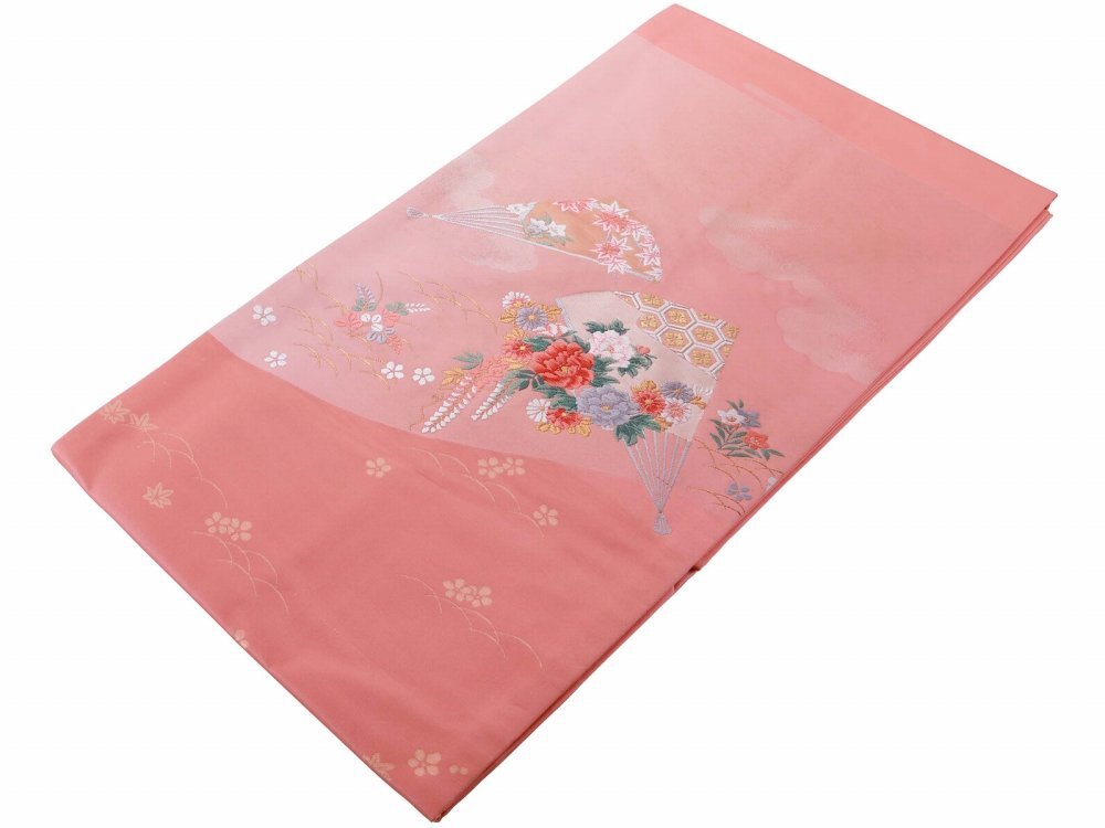 ■正絹 名古屋帯■ お仕立て上がり お太鼓柄 桃橙系 nk-313-25 【礼装 フォーマル セミフォーマル 訪問着 色無地 付下】拍卖