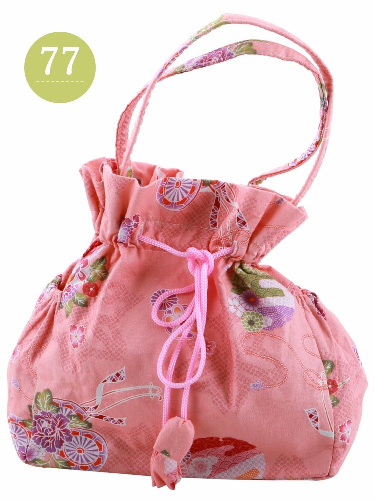 ◆ゆかた巾着◆お洒落巾着 浴衣用 巾着バッグ 長方形底 コンパクトサイズ kk-179 (77)【夏祭り 小物入れ きんちゃく ポーチ 和柄】拍卖