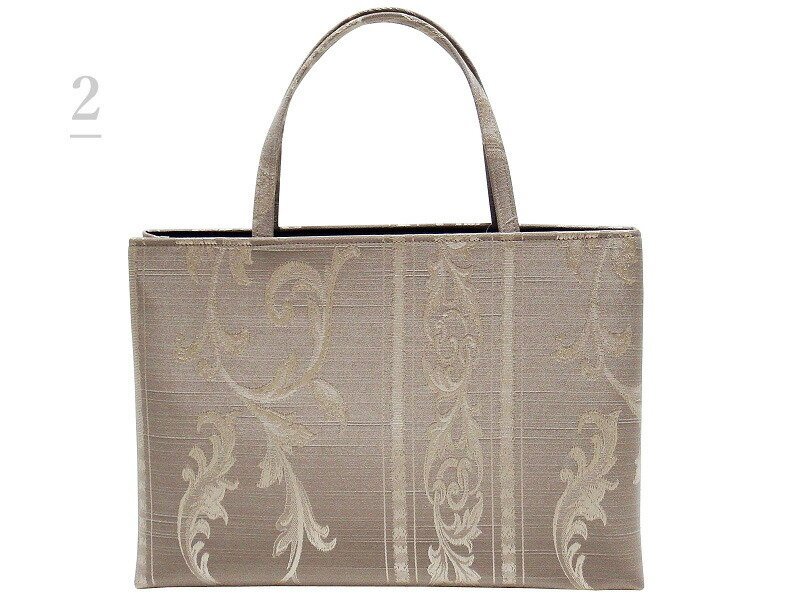 尾州織物 手提げバッグ 和装バッグ お稽古などに ki-504(2薄茶地に縦ツタ)拍卖