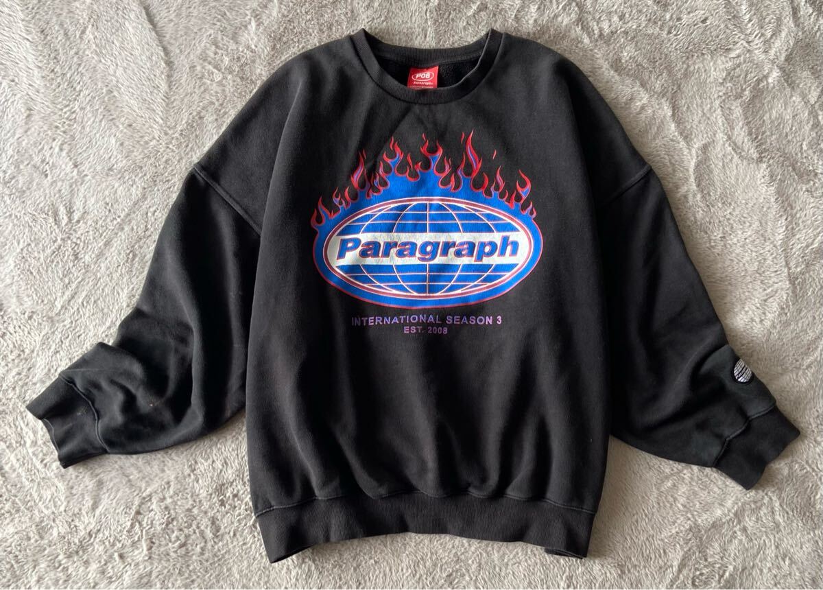 【P08/パラグラフ】大人気韓国ストリートブランド!センタービックロゴ スウェットトレーナー!ブラック【L ~XL相当】衝撃プライス!NA11拍卖