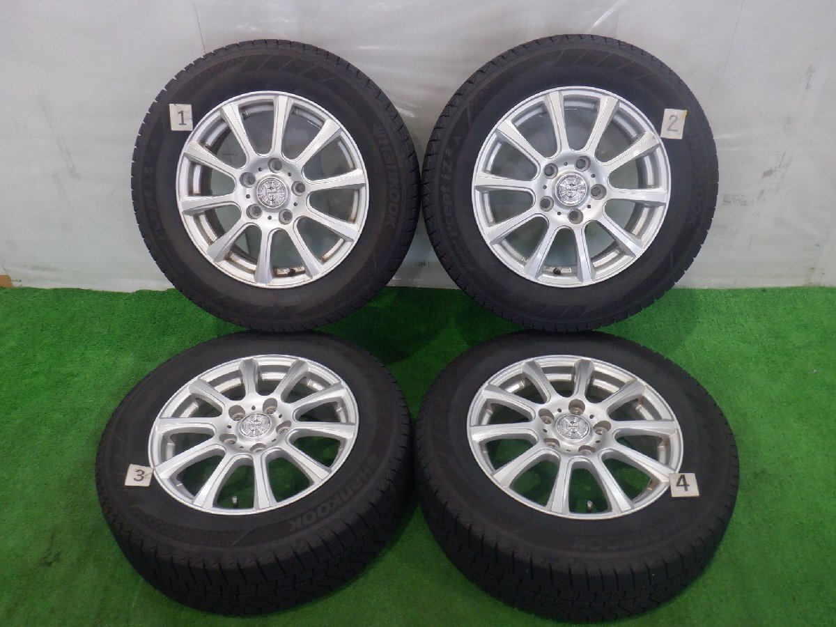 ☆22年製 バリ山☆ 5H 114.3 6J +53 15インチ 社外品 weds JOKER アルミホイール 冬用 スタッドレスタイヤ 195/65R15 Hankook 4本拍卖