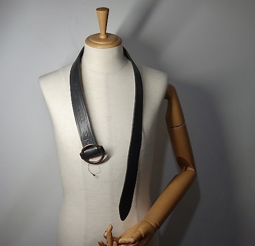 TK 入手困難 希少 イタリア製 ラルフローレン ネイティブ柄 レザーリングベルト 黒ブラック ITALY 本革拍卖