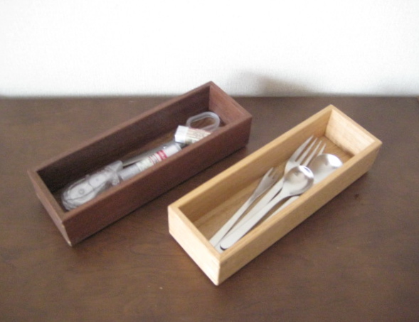 天然木のカトラリーBOX ハンドメイド ウォルナット タモ拍卖