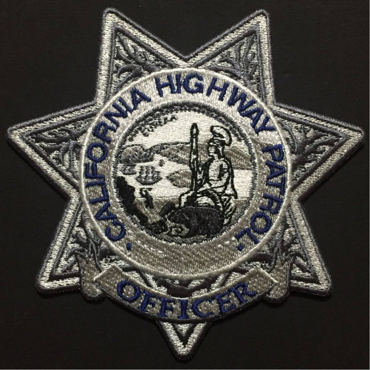 CHP カリフォルニア・ハイウェイ・パトロール オフィサーバッジ ワッペン シルバー拍卖