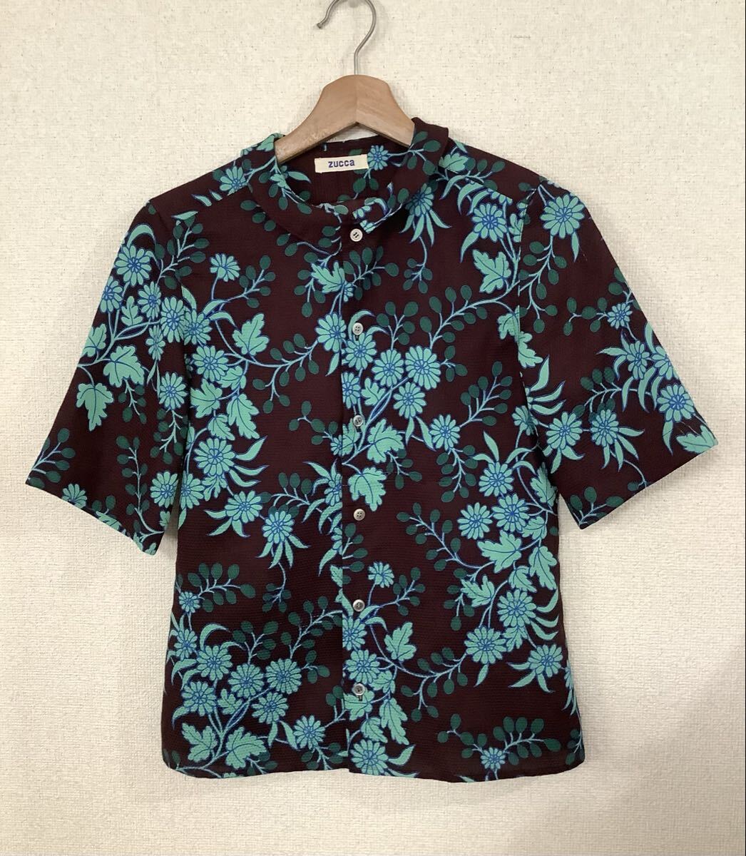 ZUCCA ズッカ 花柄 半袖シャツ フローラル ブラウン セレクト カジュアル レディース 古着 M拍卖