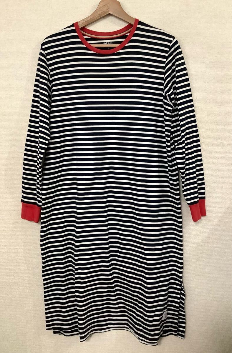PAUL SMITH ポールスミス LOUNGWEAR ラウンジウェア ボーダー柄 長袖ワンピース 部屋着 セレクト レディース 古着 L拍卖