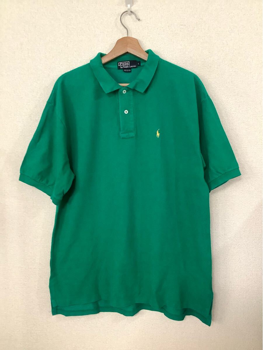 POLO RALPH LAUREN ラルフローレン アメリカ製 半袖ポロシャツ グリーン ビンテージ セレクト カジュアル 古着 L拍卖