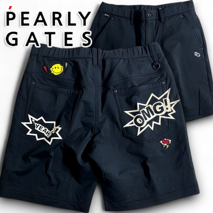 PEARLY GATES パーリーゲイツ 定価3万 ニット スウェット プリント ストレッチ ショートパンツ ゴルフウェア 2232613 120 4▲034▼50630w05拍卖