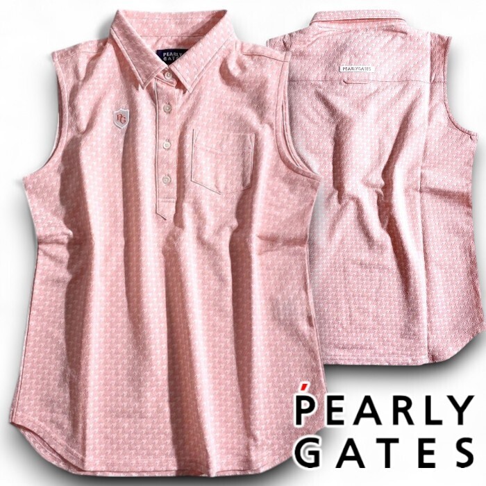 PEARLY GATES パーリーゲイツ 定1.9万 日本製 吸水速乾 千鳥柄ノースリーブ ポロシャツ ゴルフ レディース 2260712 091 00▲022▼50618w01拍卖