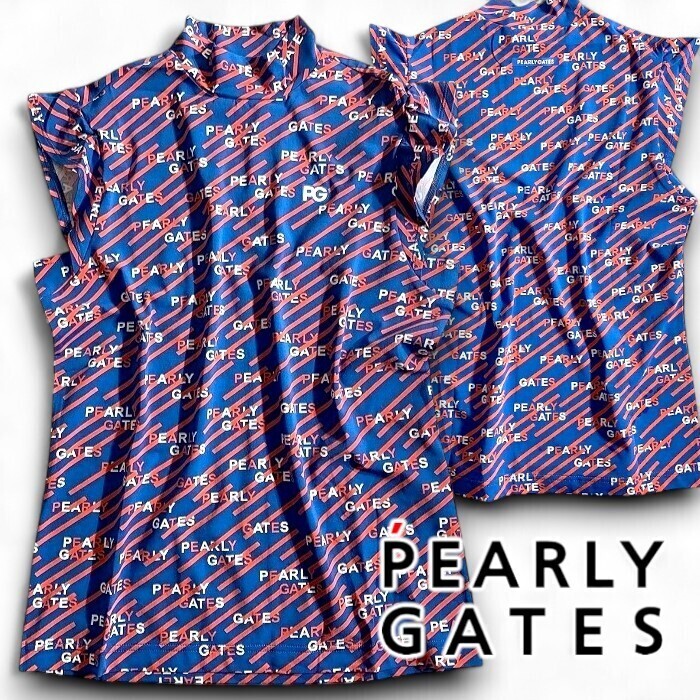 PEARLY GATES パーリーゲイツ 定価1.9万 日本製 総柄 モックネック フリル袖 カットソー ゴルフ レディース 2167408 110 1▲022▼50620w15拍卖