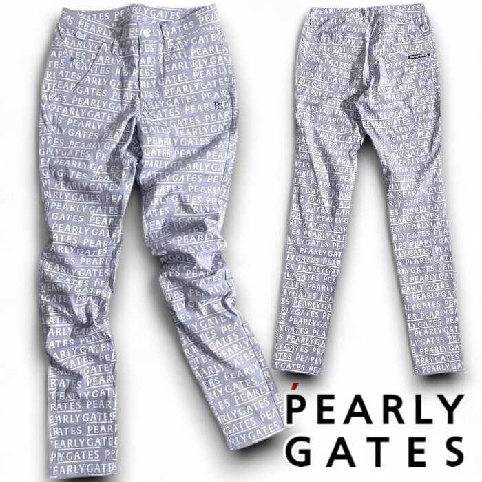 PEARLY GATES パーリーゲイツ 定3.1万 TCドビー メゾンロゴ柄 ストレッチ パンツ ゴルフウェア レディース 2131314 111 00▲035▼50612w10拍卖