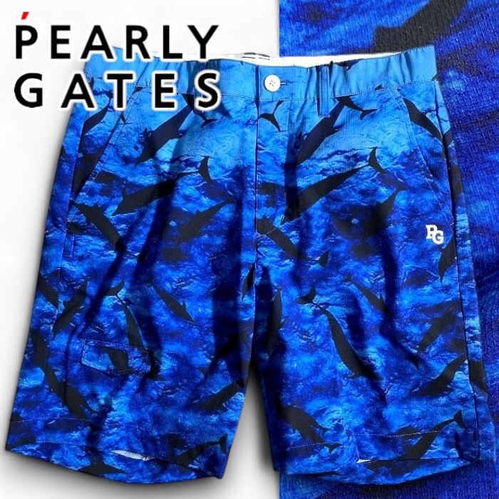PEARLY GATES パーリーゲイツ 定価3.3万 リップストップ イルカ 総柄 ストレッチ ショートパンツ ゴルフ 1132507 110 6 ▲039▼50709w02拍卖
