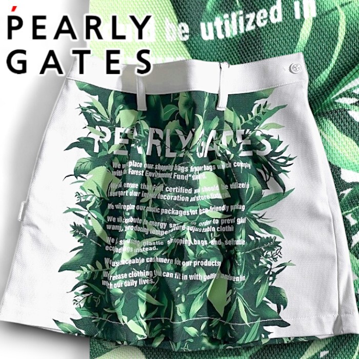 PEARLY GATES パーリーゲイツ 定価2.9万 Peドビー サラダ柄 ストレッチ ミニスカート ゴルフ レディース 2134506 032 1 ▲033▼50714w07拍卖