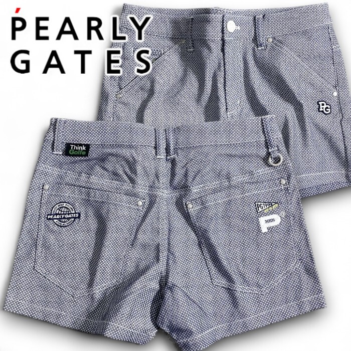 PEARLY GATES パーリーゲイツ 定価2.9万 C/Peドビー 小紋柄 ストレッチ ショートパンツ ゴルフ レディース 2132504 121 1 ▲033▼50717w01拍卖