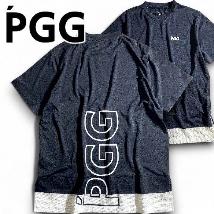 PGG by PEARLY GATES パーリーゲイツ 定価1.8万 吸水速乾 メッシュ切替 ストレッチ 半袖 Tシャツ ゴルフ 2263601 120 5 ▲021▼50717w09拍卖