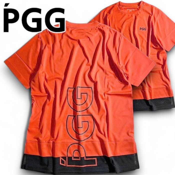 PGG by PEARLY GATES パーリーゲイツ 定価1.8万 吸水速乾 メッシュ切替 ストレッチ 半袖 Tシャツ ゴルフ 2263601 150 4 ▲021▼50717w10拍卖