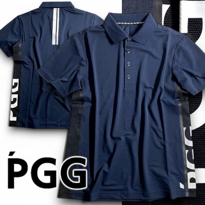 PGG by PEARLY GATES パーリーゲイツ 定価1.8万 吸水速乾 裏ハニカム鹿の子 半袖 ポロシャツ ゴルフウェア 2260701 120 4 ▲021▼50722w02拍卖