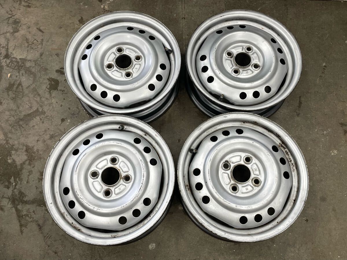 【送料込み】ダイハツ 純正 14インチ 4.5J +45 PCD100-4H スチールホイール 鉄ホイール 4本 シルバー 刻印DV ムーヴ タント ミラ ココア等拍卖