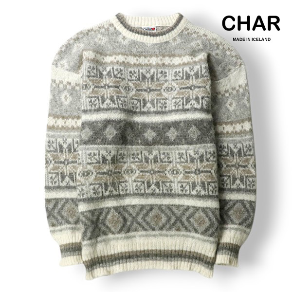 70s ヴィンテージ!美品 アイスランド製 CHAR BY EVA BLONDUOS ICELAND ピュアニューウール100% フェアアイル ニットセーター XXL拍卖