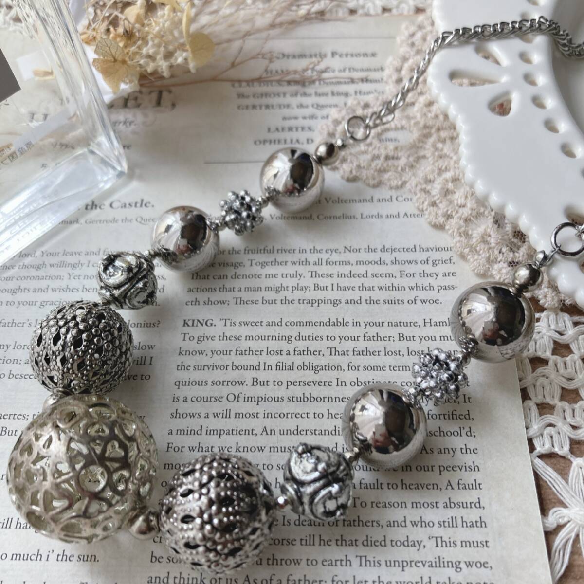 ヴィンテージネックレス シルバーボール 大ぶり フィリグリー☆vintage jewelry accessories R0832拍卖