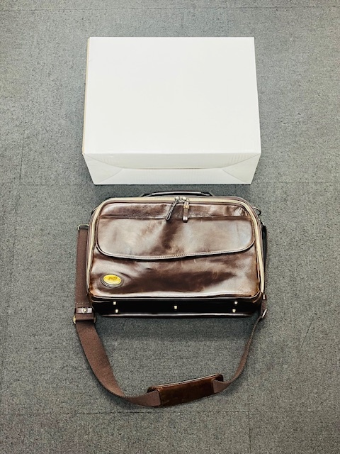 C-83944Y 【中古】ASLAN アスラン ショルダーバッグ 2wayバッグ 書類カバン ブラウン コレクション バッグ 茶色 箱付き メンズ拍卖