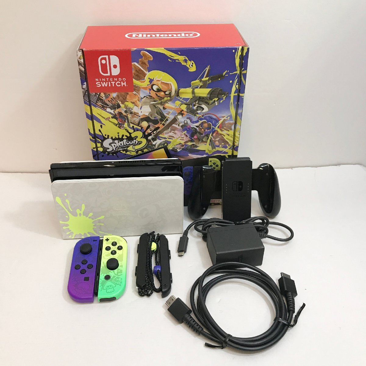 【中古品・初期化済み】 任天堂 スイッチ switch 本体 有機ELモデル スプラトゥーン3エディション ★動作確認済み 【ゲ-247】拍卖