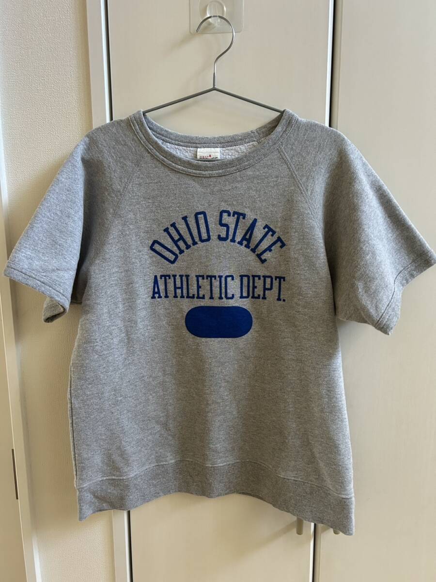 SPRUCE スプルス 半袖スウェットシャツ VINTAGEタイプ SIZE M アメリカ製 綿100% グレー霜降り 使用感少 カレッジロゴ レプリカ拍卖