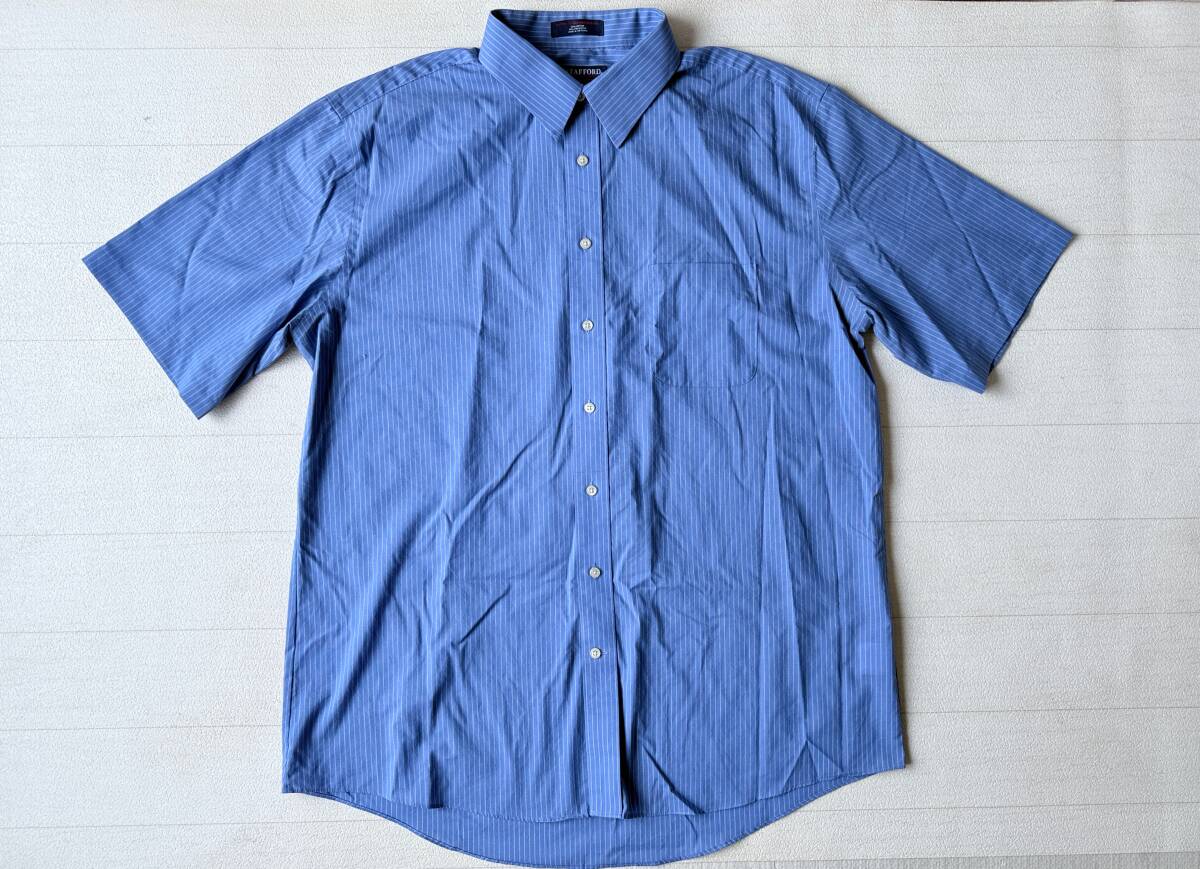 STAFFORD スタッフォード USA直輸入 古着 半袖 胸ポケット付き ストライプ シャツ メンズ 171/2 ブルー トップス 中古 拍卖