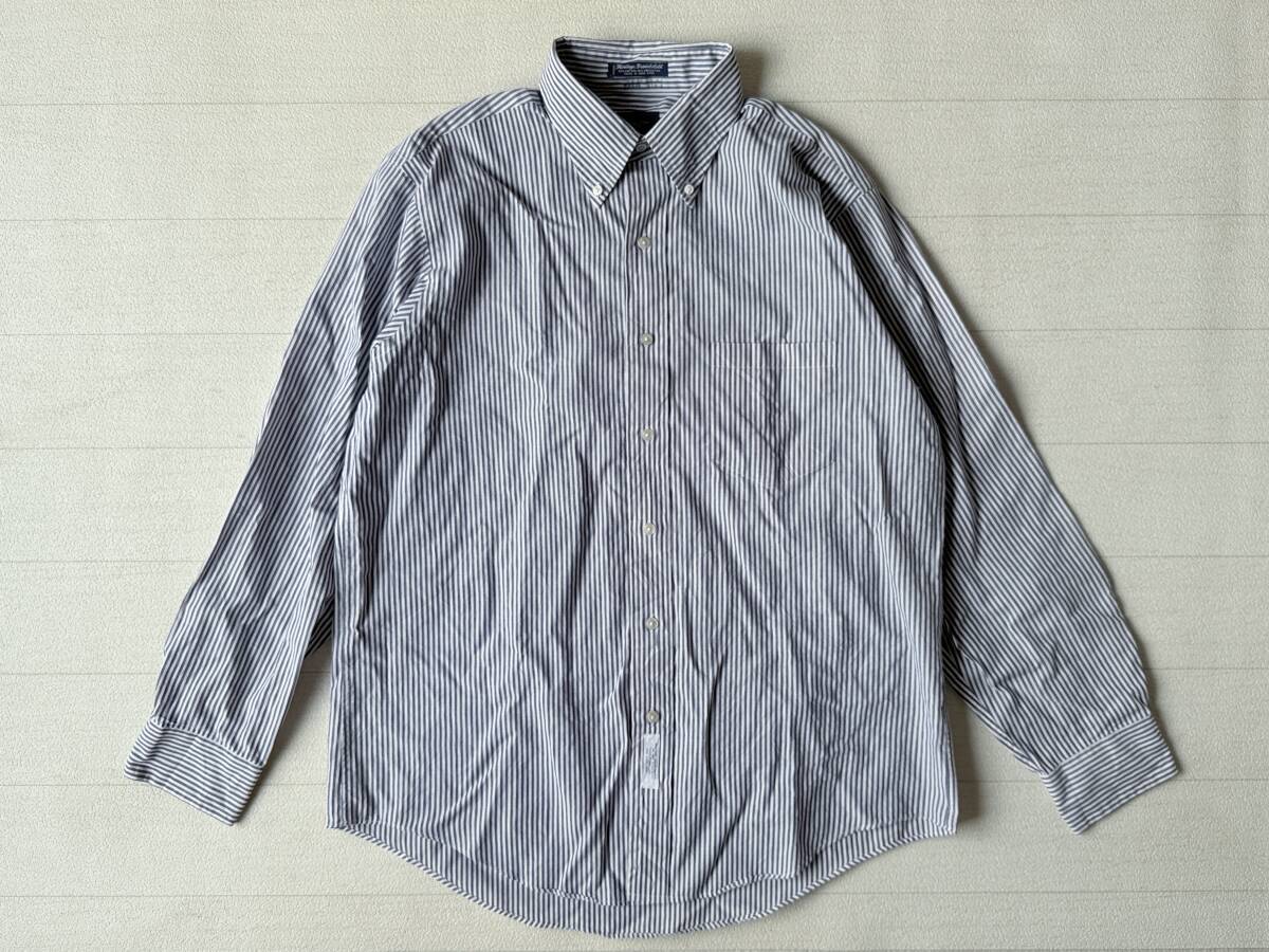 ☆送料無料☆ GANT ガント USA直輸入 古着 長袖 胸ポケット付き ストライプ ボタンダウン シャツ メンズ 16 ネイビー系 トップス 中古 即決拍卖