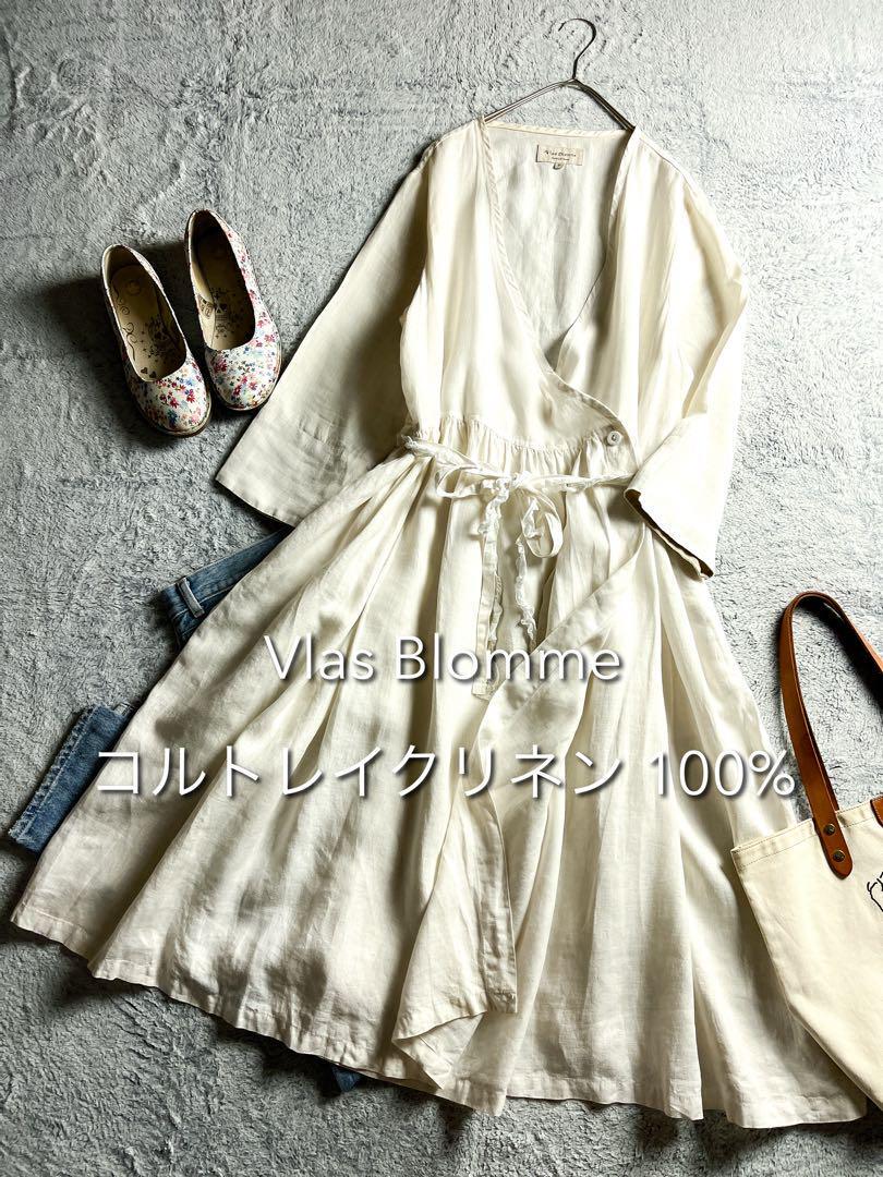 【Vlas Blomme】コルトレイクリネン ベルテッドラップワンピース F拍卖