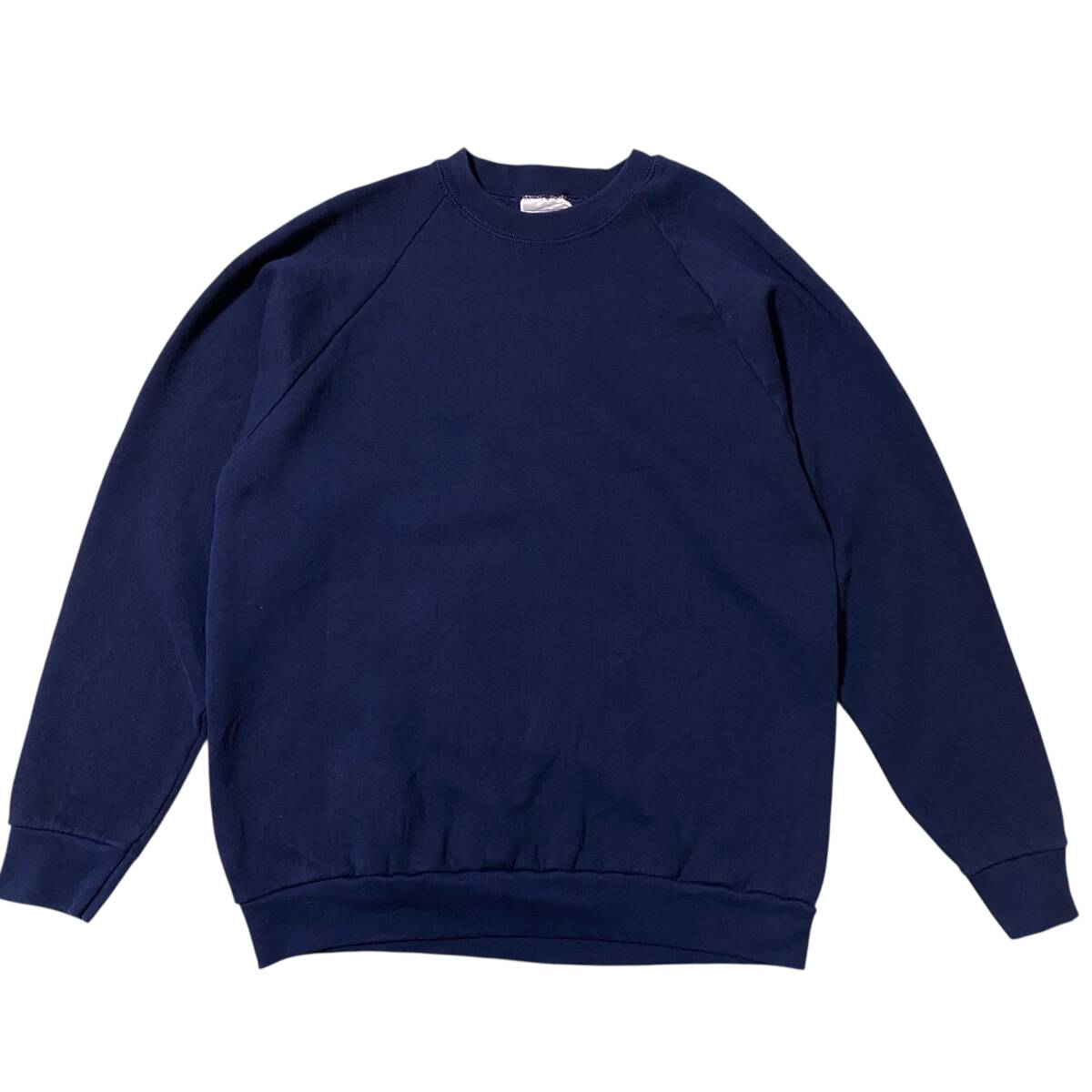 メキシコ製 古着 フルーツオブザルーム スウェット トレーナー 無地 ブランク ネイビー 裏起毛 Lサイズ 【H264】拍卖
