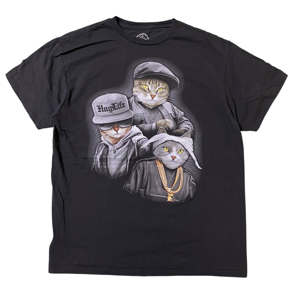 アメリカ古着 猫 ネコ アニマル プリント ラッパー ギャング 半袖 Tシャツ Lサイズ 【I1825】拍卖