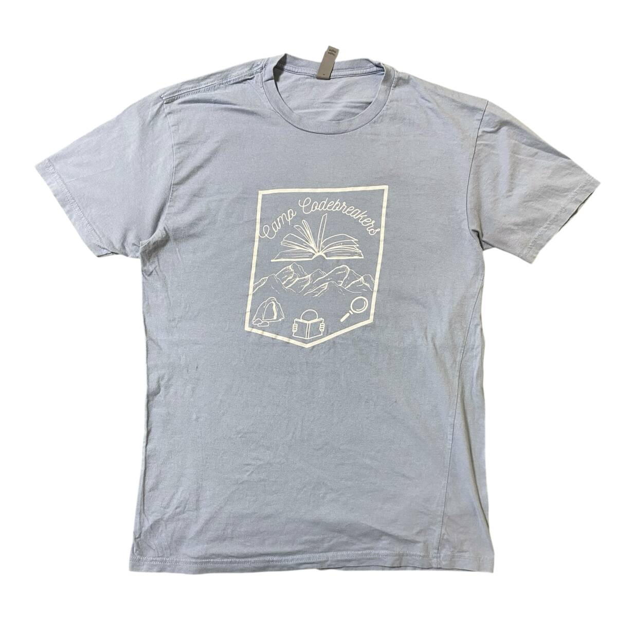 アメリカ古着 半袖 Tシャツ プリント US古着 水色 クルーネック Mサイズ コットン 【I1913】拍卖