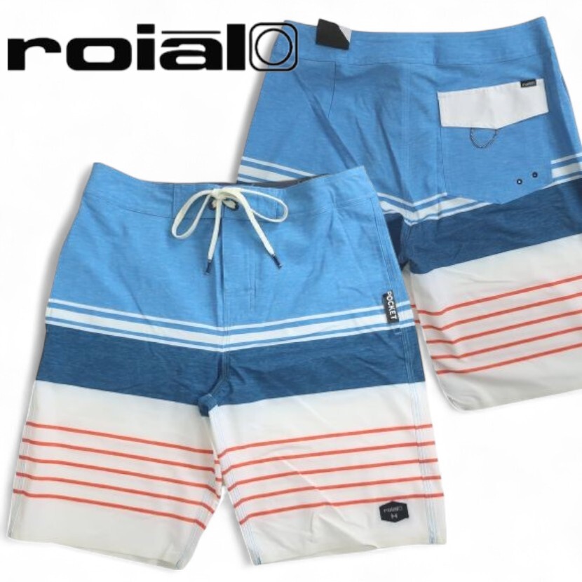 roial ロイアル ACTIVE BORDER BOARDSHORT ボーダー ストレッチ ボードショーツ サーフパンツ 水着 BS106 サックス 28▲007▼20524k01拍卖