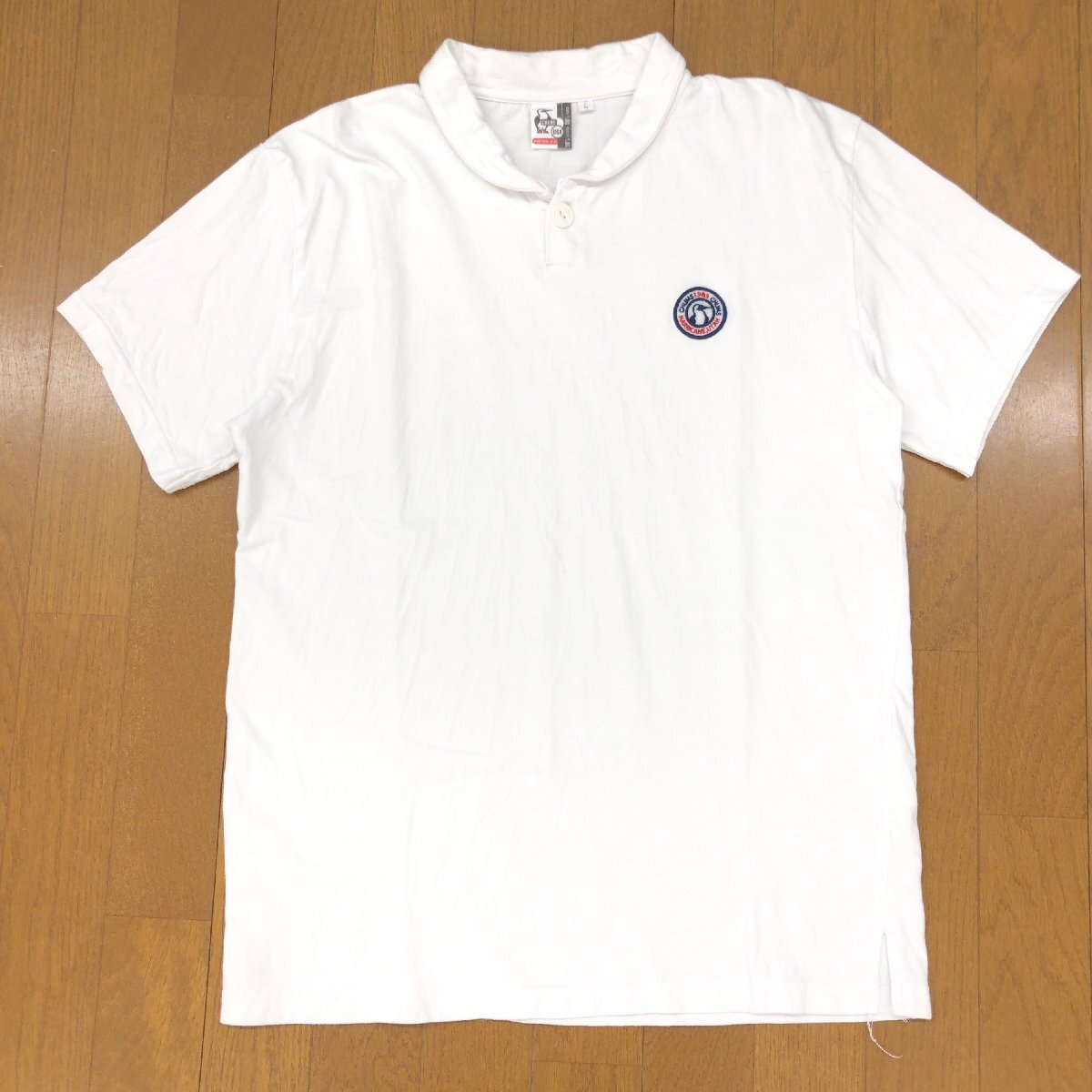 CHUMS チャムス バービーバード刺繍 ラウンドカラー バンブー ポロシャツ L 白 ホワイト 半袖 アウトドア キャンプ 国内正規品 メンズ 紳士拍卖
