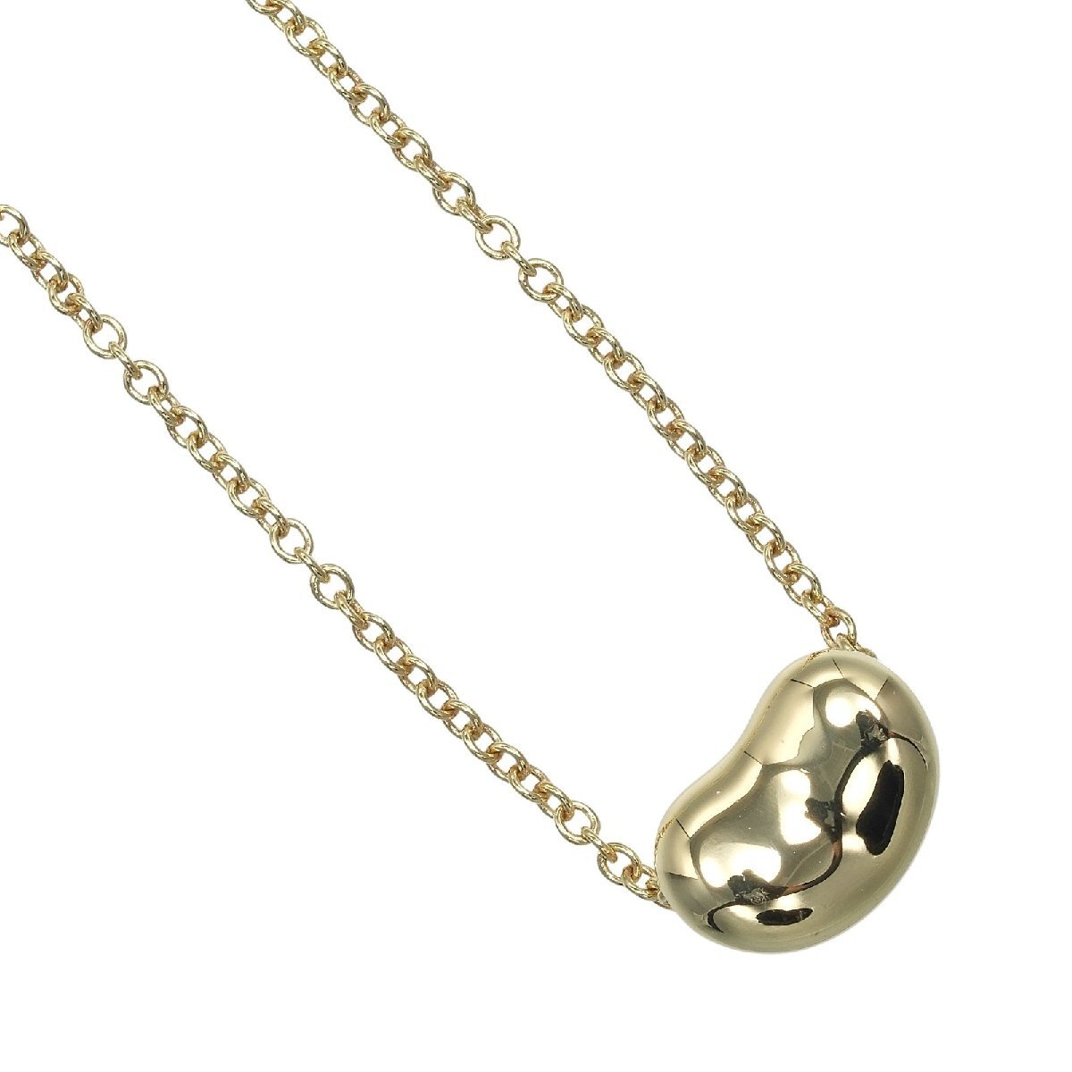 ティファニー TIFFANY&Co. ビーン ネックレス 9mmモデル K18YG イエローゴールド 約3.6g【I161325070】中古拍卖