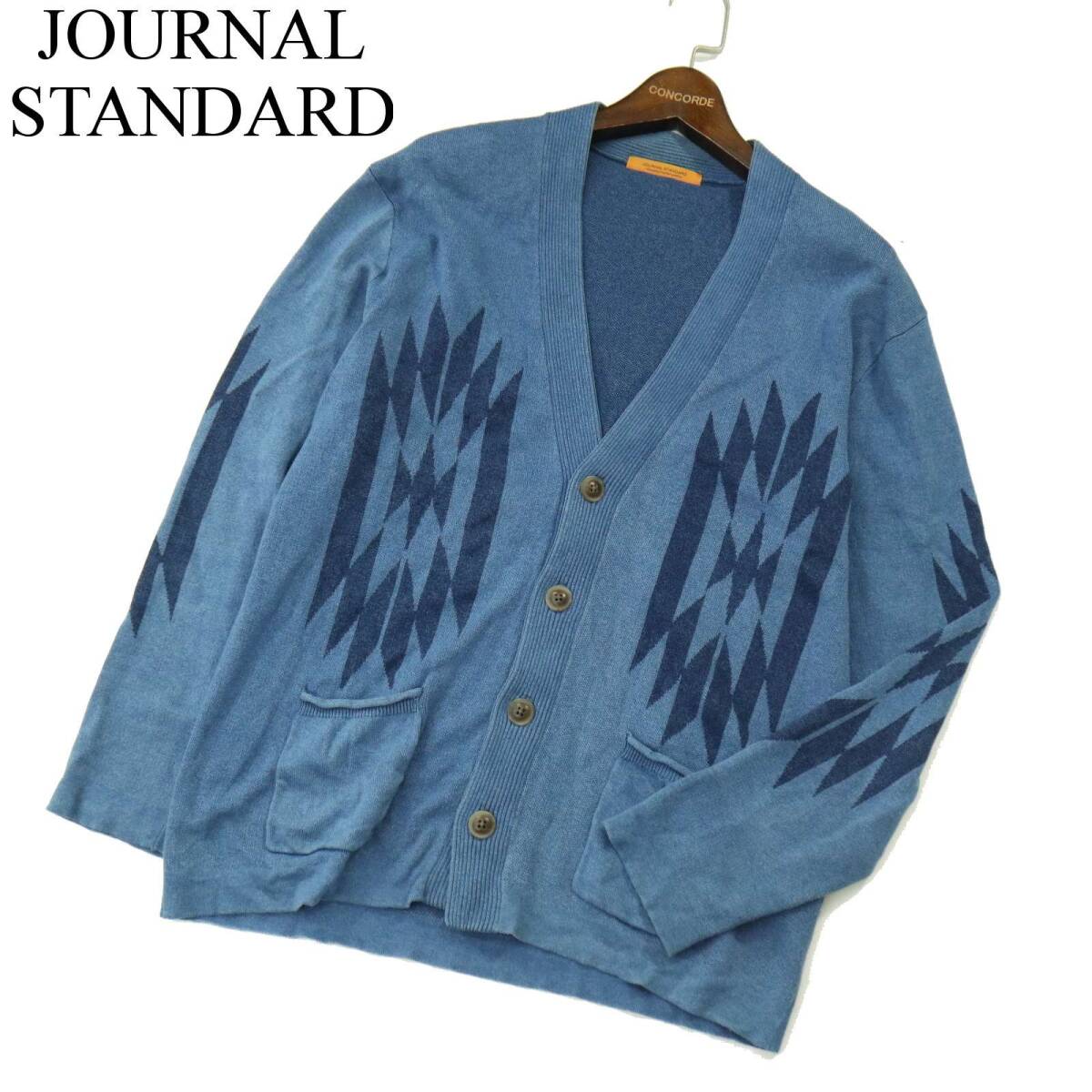JOURNAL STANDARD ジャーナルスタンダード 通年 ネイティブ柄★ コットン ニット カーディガン Sz.L メンズ拍卖