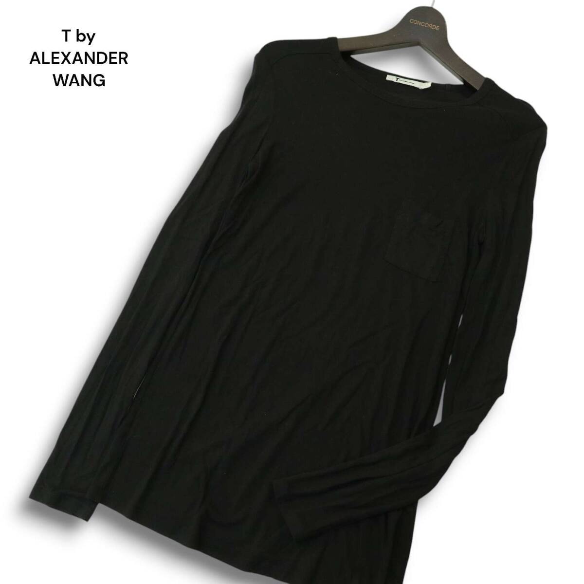 T by ALEXANDER WANG アレキサンダーワン 通年 レーヨン100%★ 長袖 胸ポケット カットソー ロンTシャツ Sz.XS メンズ 黒拍卖