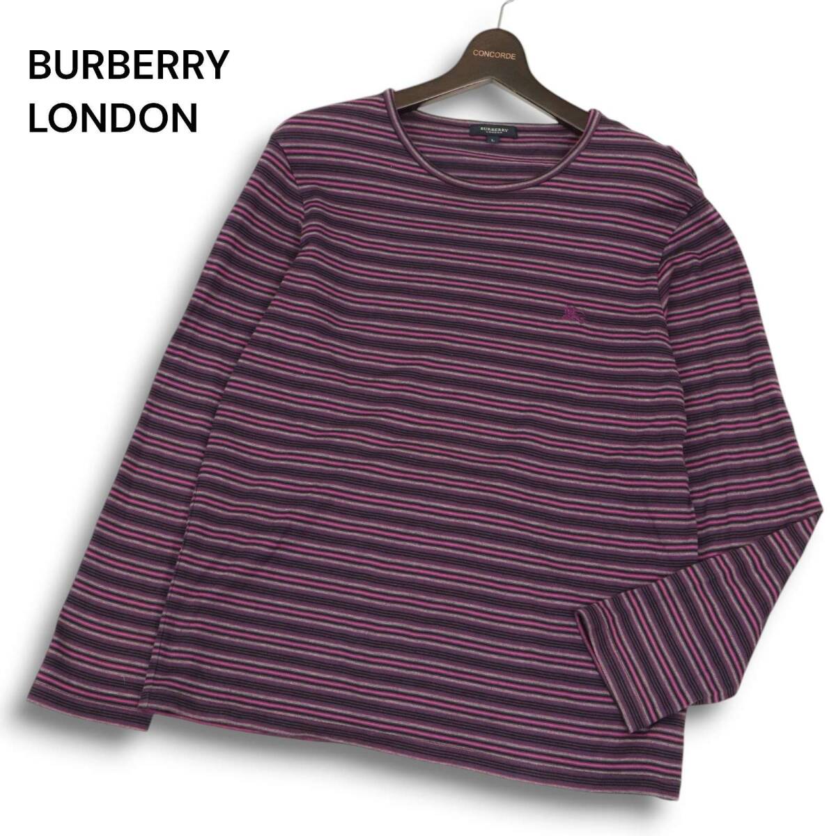 BURBERRY LONDON バーバリー ロンドン 通年 ホース刺繍★ ボーダー 長袖 ロンTシャツ カットソー Sz.L メンズ 日本製拍卖