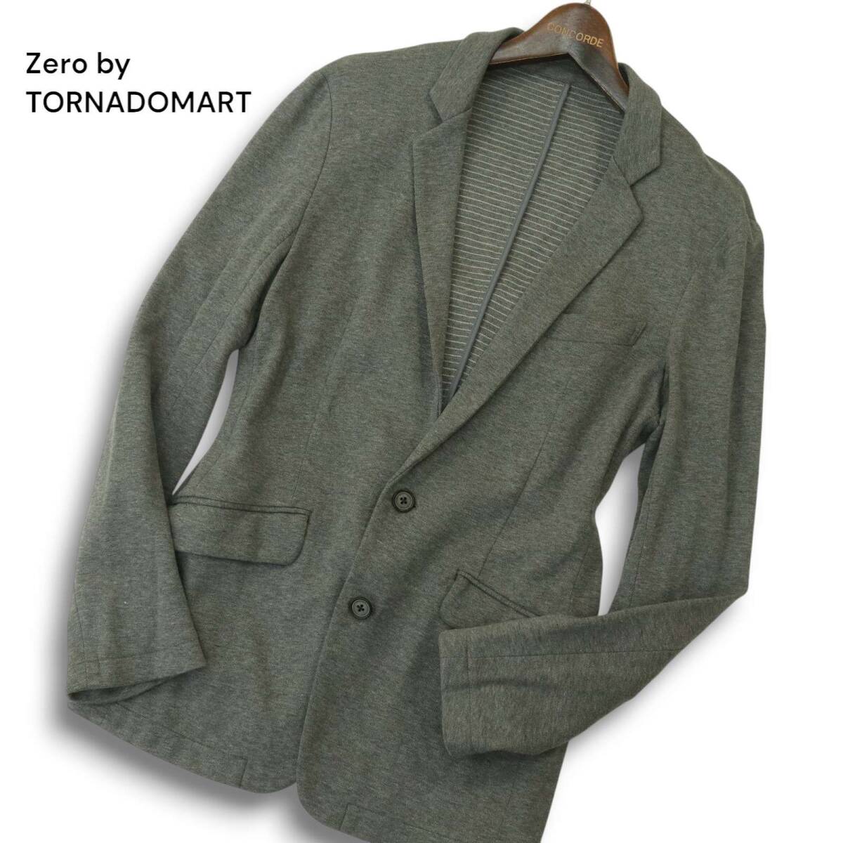 Zero by TORNADOMART トルネードマート 通年★ 裏ボーダー ソフト アンコン テーラード ジャケット Sz.L メンズ 灰 グレー拍卖