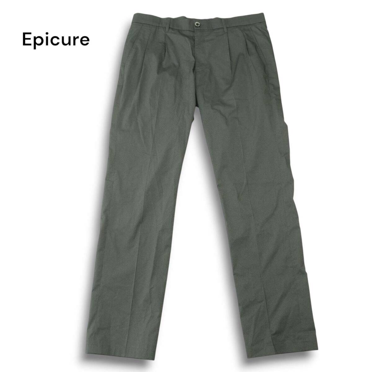 Epicure エピキュール ゴルフ 春夏★ ストライプ ツータック スラックス パンツ Sz.LL メンズ グレー 大きいサイズ拍卖