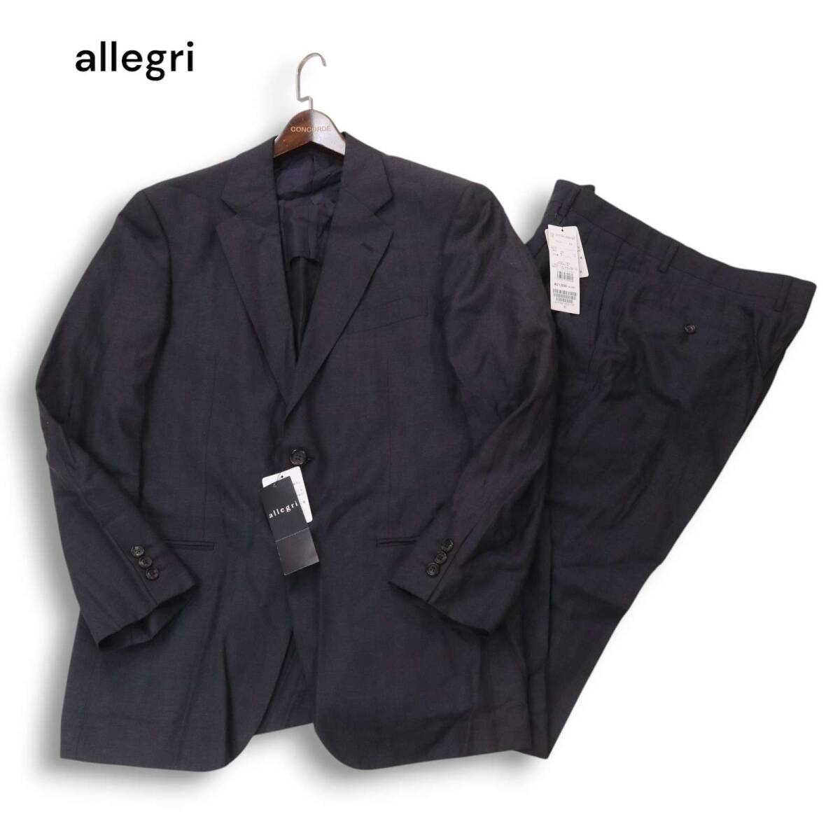 【新品 未使用】 allegri アレグリ 春夏 背抜き★ リネン セットアップ スーツ Sz.48/85 メンズ グレー 定価7万拍卖