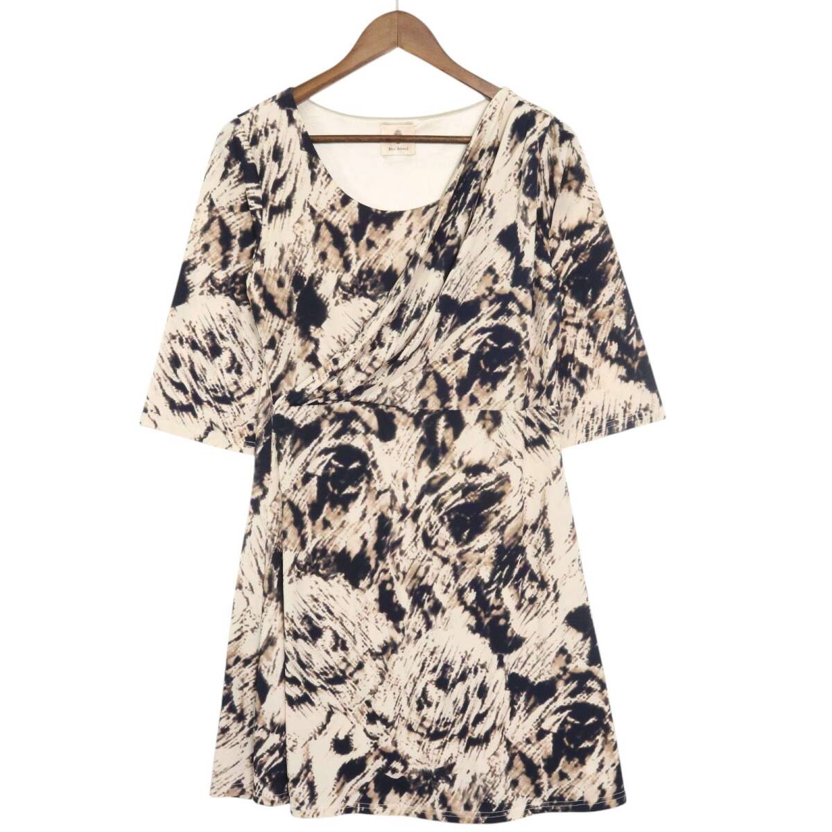 Bou Jeloud ブージュルード 春夏 ストレッチ★ タイダイ風 抽象柄 ラップ ドレープ ワンピース Sz.FREE レディース拍卖