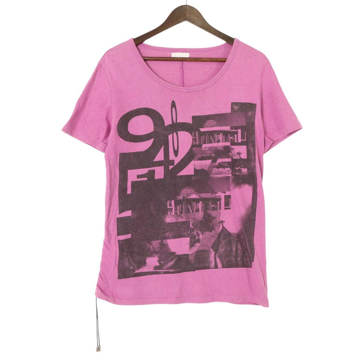 And A アンドエー 春夏 サイド シャーリング★ グラフィックプリント 半袖 Tシャツ カットソー グラフィックT Sz.42 メンズ拍卖